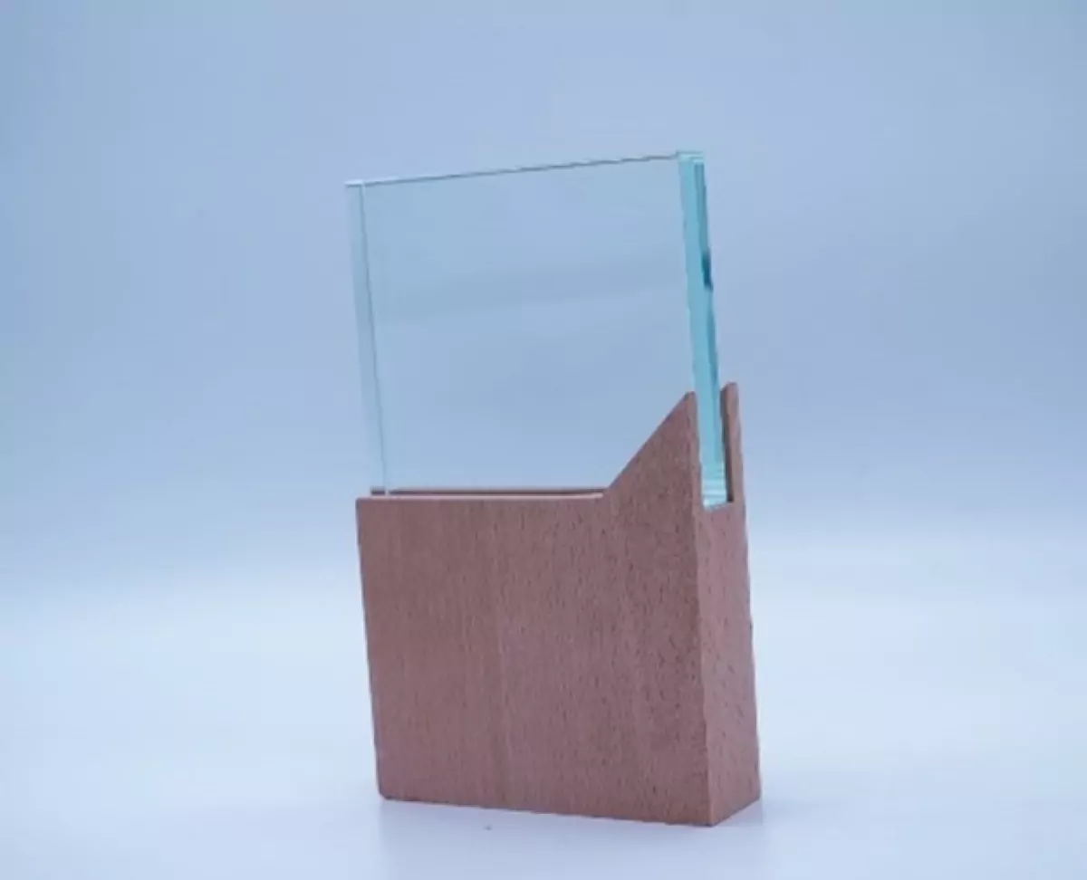 Trophée Carré Cristal Bois — TC.014